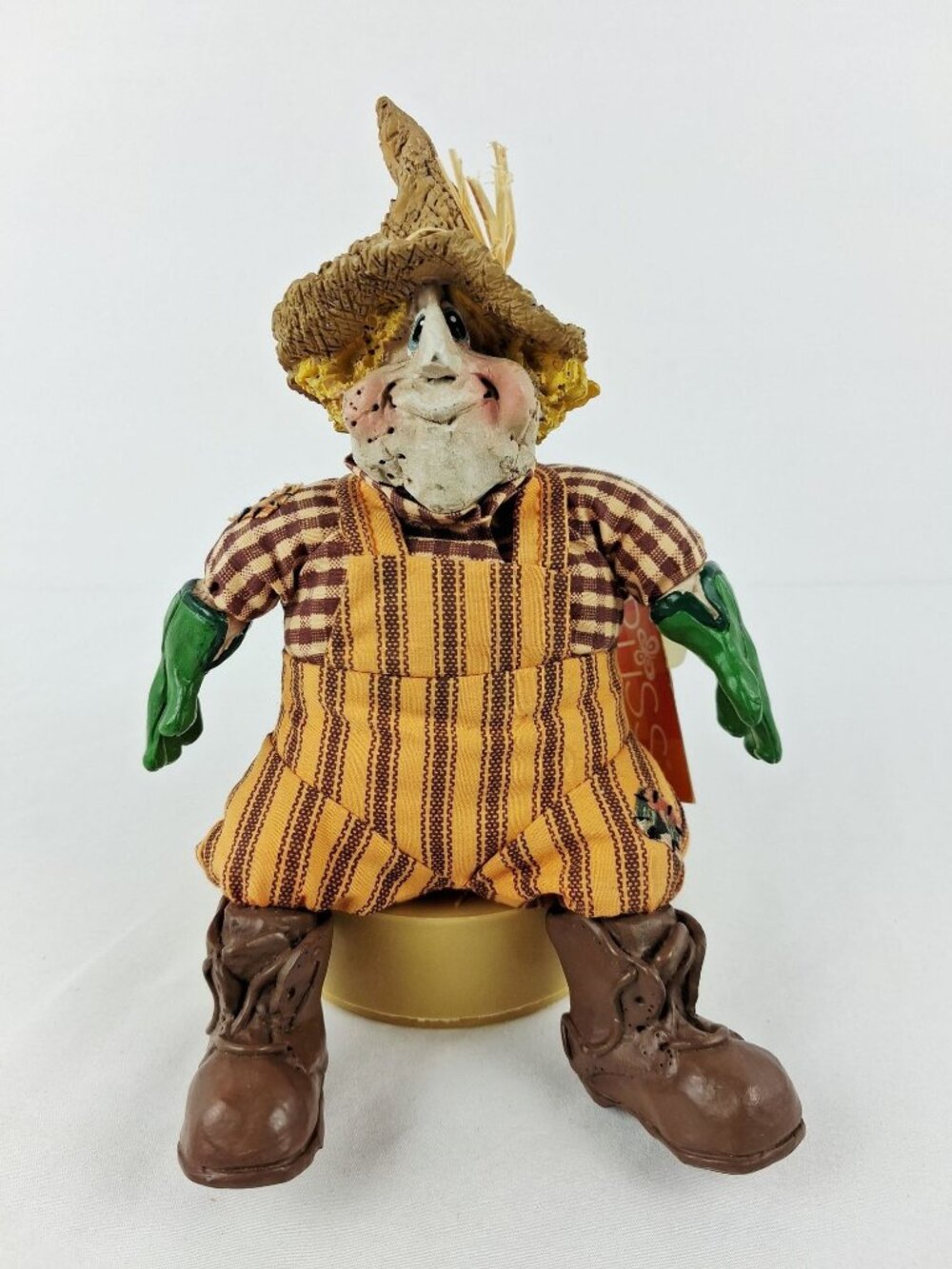 2005 Russ Scare E. Crow Scarecrow Harvest Time Folks Figurine Stripes & Plaids